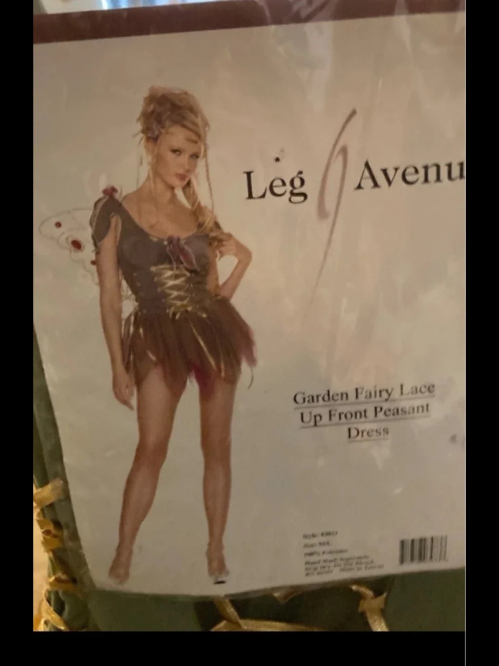 Leg Avenue Brown and Gold Garden Fairy Lace-Up Peasant Dress